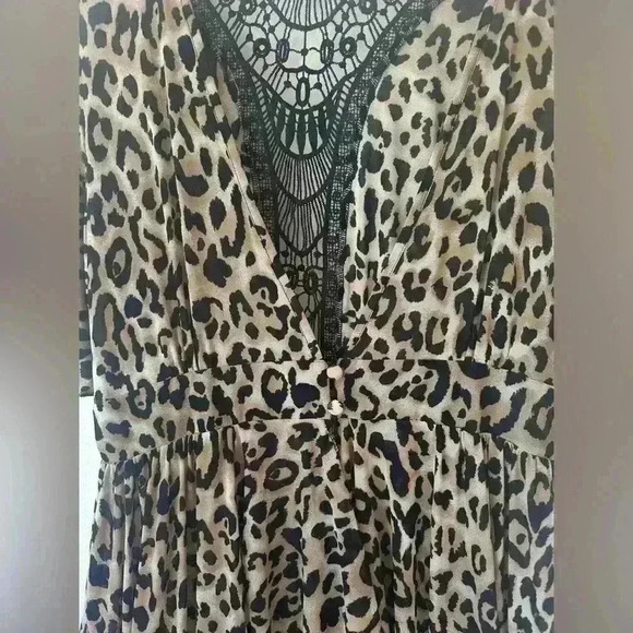 L.I.F.E. Leopard print Sheer Kimono coverup Women's L Retro Cottagecore Beach - Picture 6 of 9